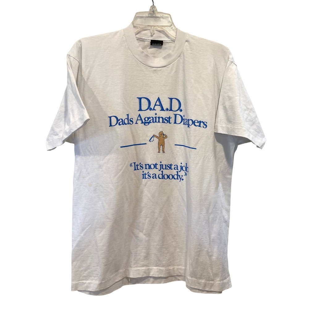 Vintage‎ Screen Stars Dads Against Diapers T-Shirt XL White Single Stitch 90s